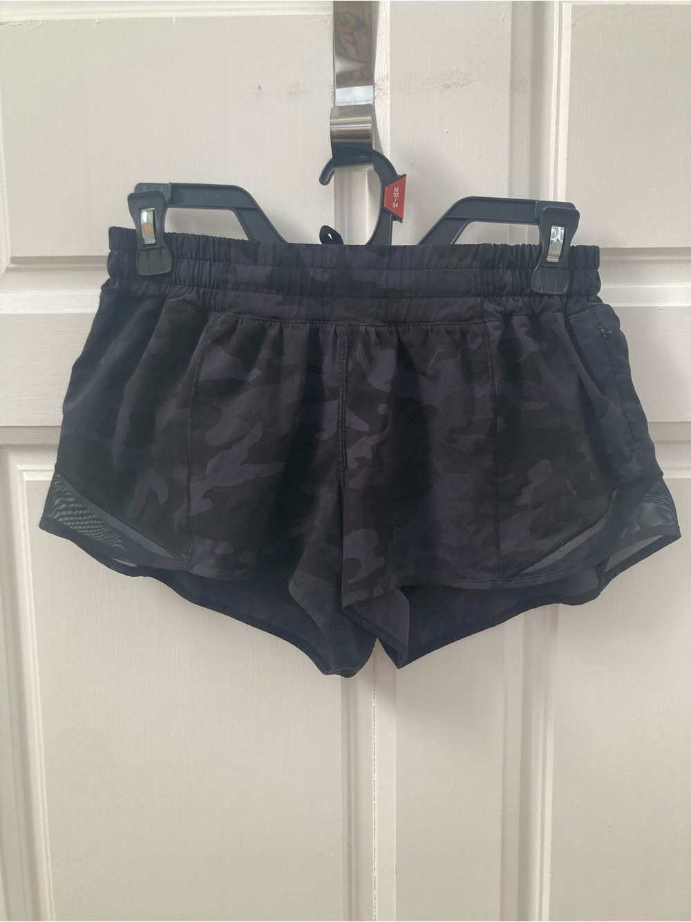 lululemon athletica Black Camo Athletic Shorts with Mesh Trim